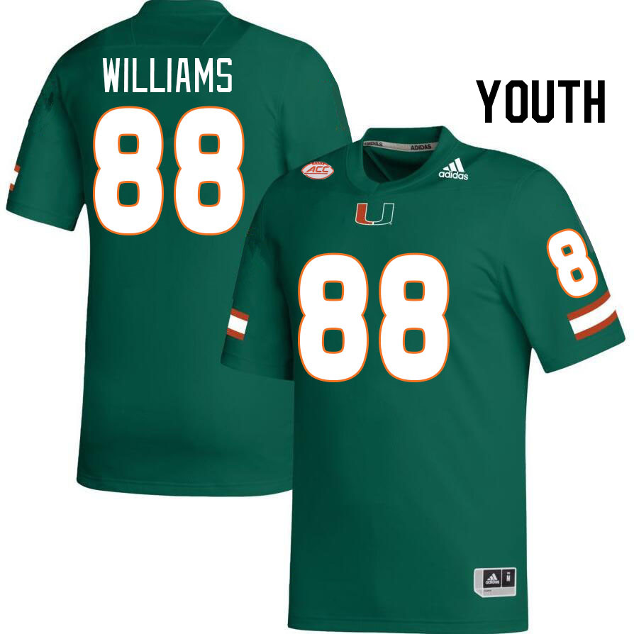 Youth #88 Riley Williams Miami Hurricanes College Football Jerseys Stitched-Green - Click Image to Close